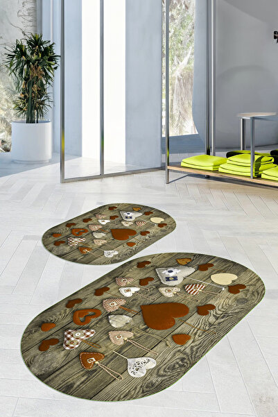 Viyana Home Covoraș de baie oval, lavabil, cu bază anti-alunecare, imprimat d...