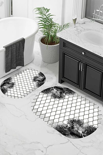 Viyana Home Covoraș de baie oval cu model de flori, lavabil, cu bază digitală...