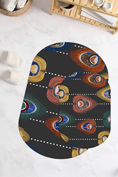 Viyana Home Covoraș de baie oval, lavabil, cu bază digitală anti-alunecare, s...