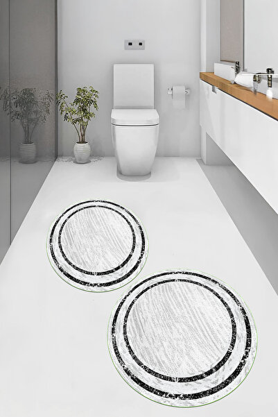 Viyana Home Covoraș de baie rotund, lavabil, cu bază anti-alunecare imprimată...