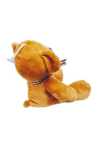 OEM Plush Toy Bear with Heart and Checkered Bow, Brown, 20 cm