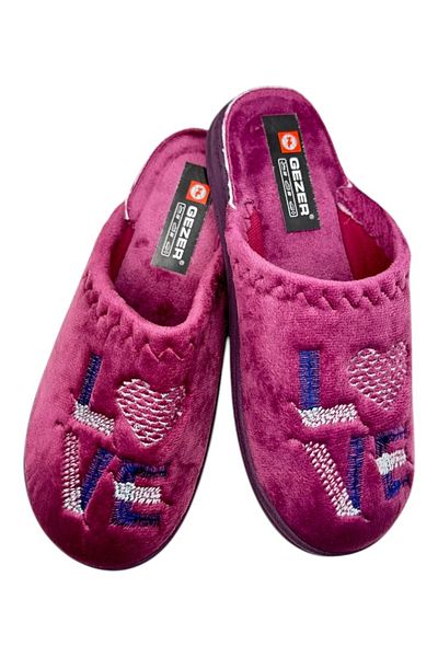 GEZER Women's slippers, pink with LOVE print, size 39, 24 centimeters, comfortable and warm