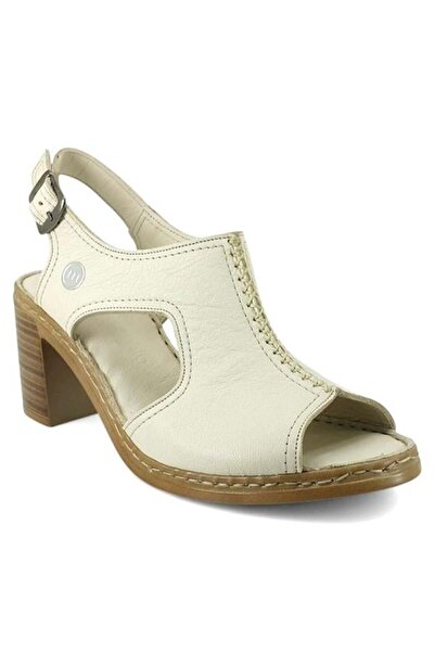 Mammamia 2405 Genuine Leather Daily Women's Sandals-Bone