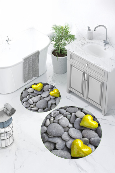 Viyana Home Covoraș de baie rotund, lavabil, cu bază anti-alunecare imprimată...