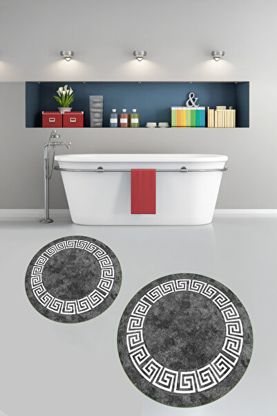 Viyana Home Covoraș de baie rotund, lavabil, cu bază anti-alunecare imprimată...