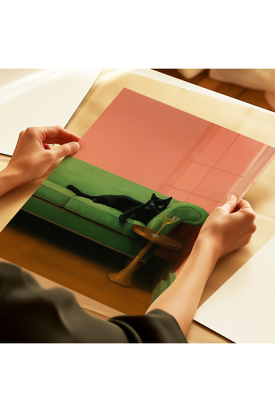 ARTHOUSECOLLECTIVE Poster Pisica – Martini Pleasure - Poster Ilustrație Cocktail Pisica - Poster fără cadru