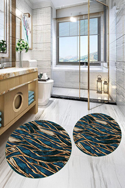 Viyana Home Covoraș de baie rotund, lavabil, cu bază digitală anti-alunecare,...