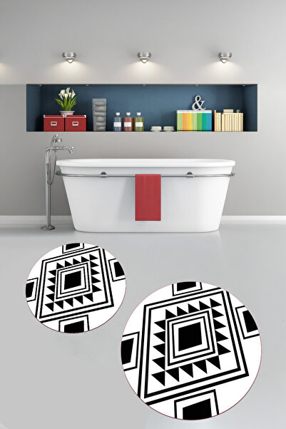 Viyana Home Σετ 2 τεμαχίων με στάμπα, αντιολισθητική βάση, πλενόμενη στρογγυλ...