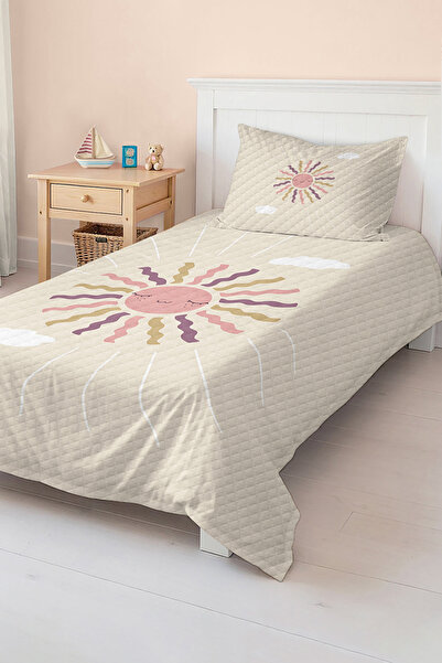 Realhomes Pastel Dried Rose Yellow Rose Lilac Cute Sun and Cloud Patterned Gi...