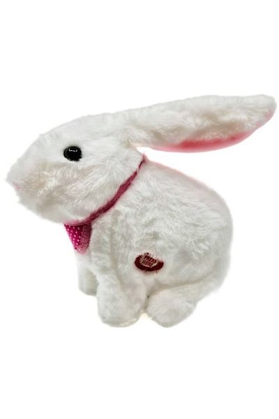 OEM Interactive Plush Bunny, Hops, Moves Ears and Snout, Lights Up, Sings in Romanian, White, 24 cm, Bat