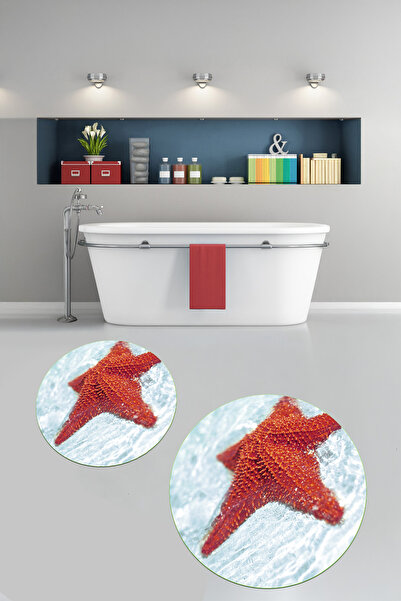 Viyana Home سجادة حمام مستديرة قابلة للغسل ومضادة للانزلاق مطبوعة بتقنية ثلاث...