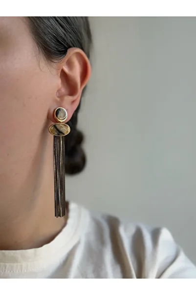 Owentis Brown Ceramic Model Hanging String Sylvana Earrings