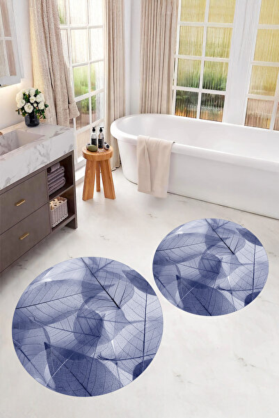 Viyana Home Set de 2 covorașe rotunde pentru baie, lavabile, cu model de flor...