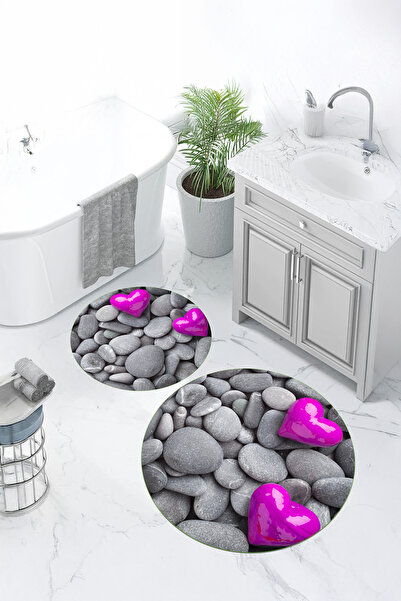 Viyana Home Covoraș de baie rotund, lavabil, cu bază anti-alunecare imprimată...