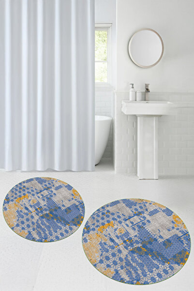 Viyana Home Covoraș de baie rotund, lavabil, cu bază anti-alunecare imprimată...