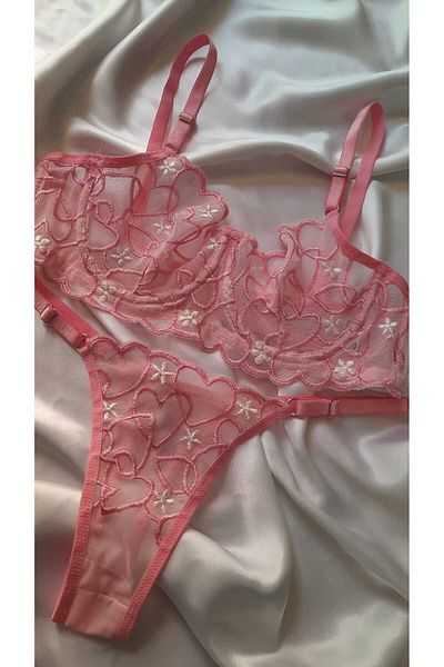 COLOR DE PIEL SUTIEN DE COSTUME ELEGANT DE DAME ROZ CU INIMĂ