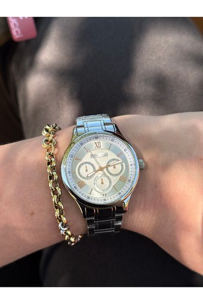 Ferrucci Waterproof Women's Watch with Silver Color Function Steel Cord