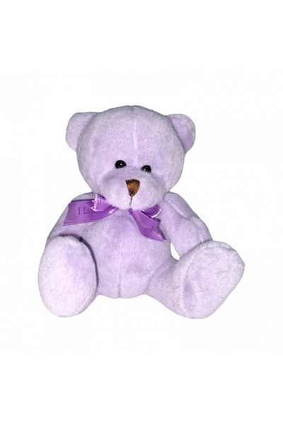 OEM Plush Toy, Bear with Satin Bow, 19 cm, Purple