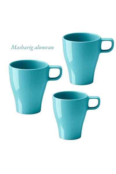 IKEA Cup, turquoise porcelain, 25 cl, 3 pieces