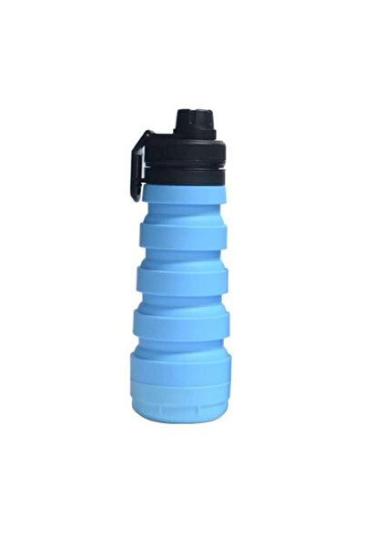 Style4Cosy Foldable water bottle, 19.5-26 cm, silicon Blue, 750 ml with storage compartment, leak proof, BPA fr