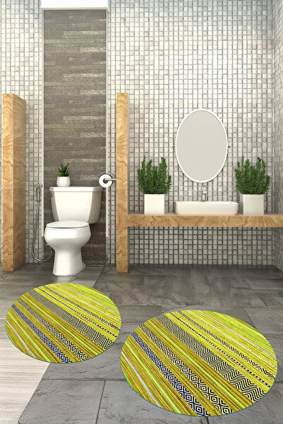 Viyana Home Covoraș de baie rotund, lavabil, cu bază anti-alunecare imprimată...