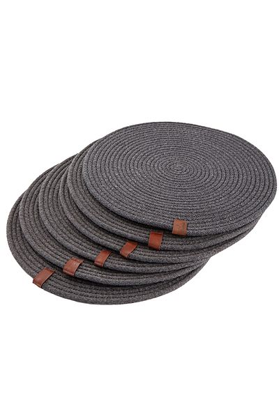 dekomall home & living Set of 6 100% Cotton Handmade American Service Supla-Anthracite