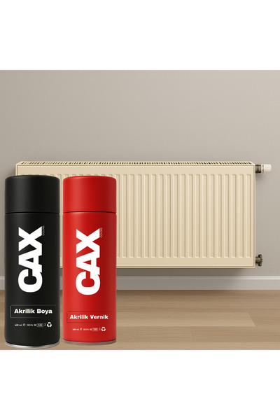 caxcolors ISIYA DAYANIKLI PETEK SPREY BOYA + BOYA KORUMA VE PARLAKLIK VERNİĞİ 400 ML ( KALORİFER - RADYATÖR )
