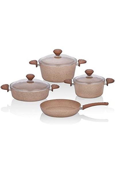 Taç TAC 7-Piece Stone Cookware Set, Cappuccino, Aluminum