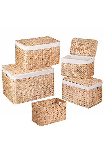 CasaLinda casa linda hasır 5 parça kapaklı yatay sandık