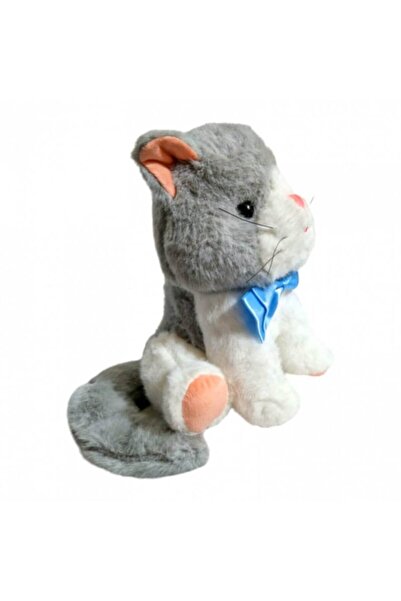 OEM Jucărie de pluș Pisică cu sunete realiste, 20 cm, Gri