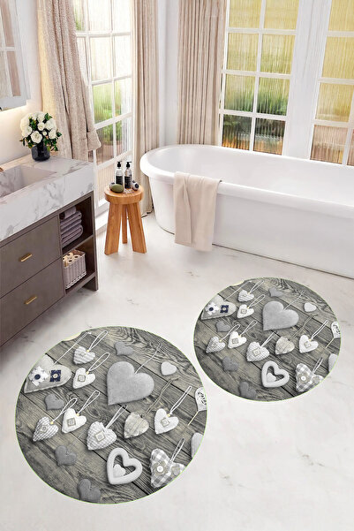 Viyana Home Ψηφιακή εκτύπωση 3D πλενόμενη στρογγυλή πατάκι μπάνιου Σετ τουαλέ...