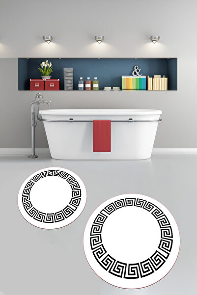 Viyana Home Covoraș de baie rotund, lavabil, cu bază anti-alunecare imprimată...