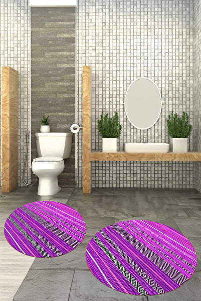 Viyana Home Covoraș de baie rotund, lavabil, cu bază anti-alunecare imprimată...