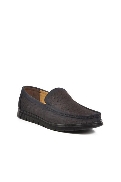 AYAKMOD 007 Gel Sole Navy Blue Nubuck Genuine Leather Men's Casual Shoes