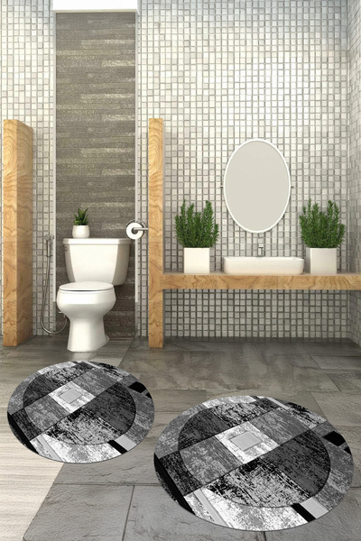 Viyana Home Covoraș de baie rotund, lavabil, cu bază anti-alunecare imprimată...