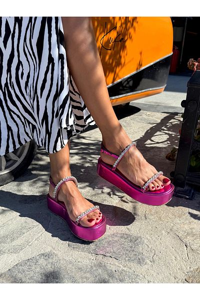 ANGELİNA JONES SANDALE DISCO FUSIA STONE DETALIATE PENTRU FEMEI