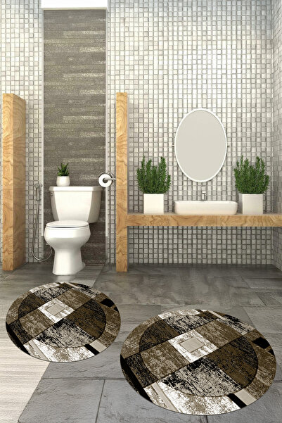 Viyana Home Covoraș de baie rotund, lavabil, cu bază anti-alunecare imprimată...