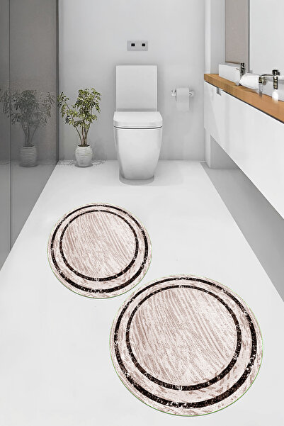 Viyana Home Covoraș de baie rotund, lavabil, cu bază anti-alunecare imprimată...