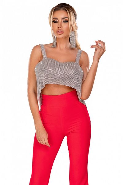 Atmosphere Fashion Silver rhinestone top
