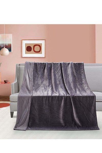 Moon Flannel and Microfiber Sofa Blanket - King Size, Light Silver
