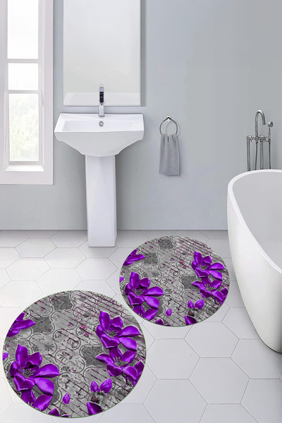 Viyana Home Covoraș de baie rotund, lavabil, cu bază digitală anti-alunecare,...