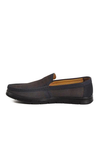 AYAKMOD 007 Gel Sole Navy Blue Nubuck Genuine Leather Men's Casual Shoes