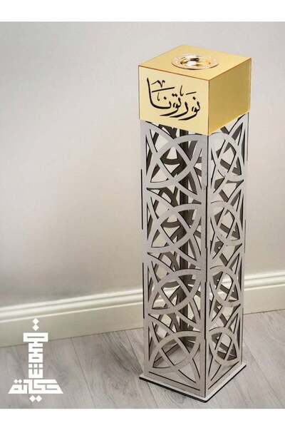 Story of candle حامل بخور مزين بعبارة "نورتونا" مصنوع من الأكريليك الذهبي وال...