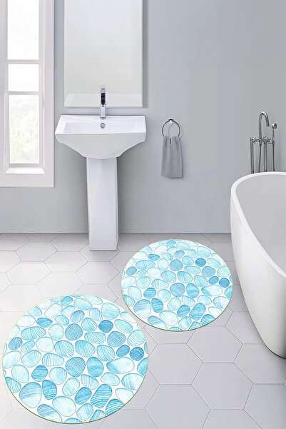 Viyana Home Ψηφιακή εκτύπωση 3D πλενόμενη στρογγυλή πατάκι μπάνιου Σετ τουαλέ...