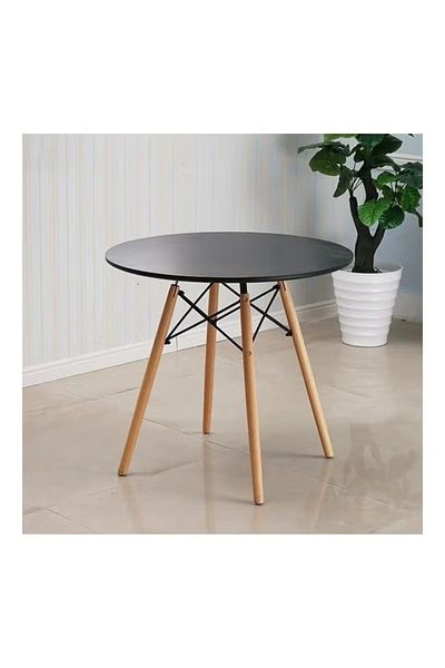 rexa Wooden Dining Table – Square Table in Black/Beige Finish (80 x 80 x 76 cm)