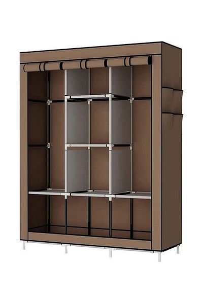 rexa Fabric Wardrobe Organizer – Portable Clothes Storage Closet in Brown (130 x 175 x 45 cm)