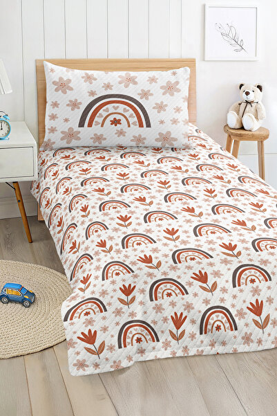 Realhomes طقم بيكيه فردي للفتيات والمراهقات بألوان الباستيل مع زهور برتقالية ...