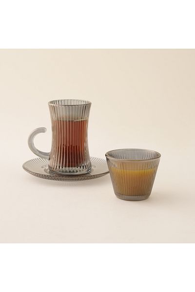Dallaty 18pcs glass tea and coffee set, grey
