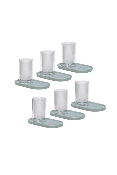 Dallaty green glass and porcelain tea cups set 12 pcs