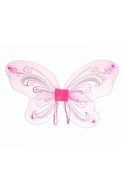 OEM Φτερά πεταλούδας σε ρυθμιζόμενο μεταλλικό σκελετό, ροζ με ασημί γκλίτερ